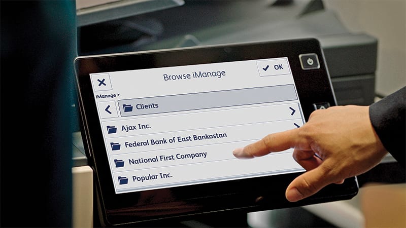 MFP-Bildschirm iManage Navigation MFP-Bildschirm iManage Navigation